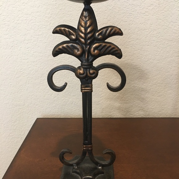 Set of (3) Bronze  Iron Candle Holders - Picture 2 of 6